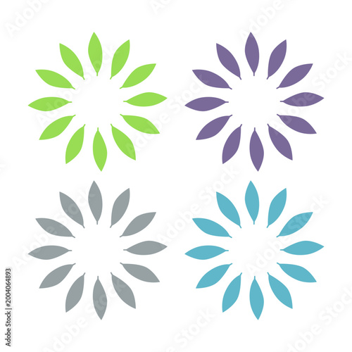 GREEN LEAVES IN CIRCLE SIGN SYMBOL LOGO VECTOR