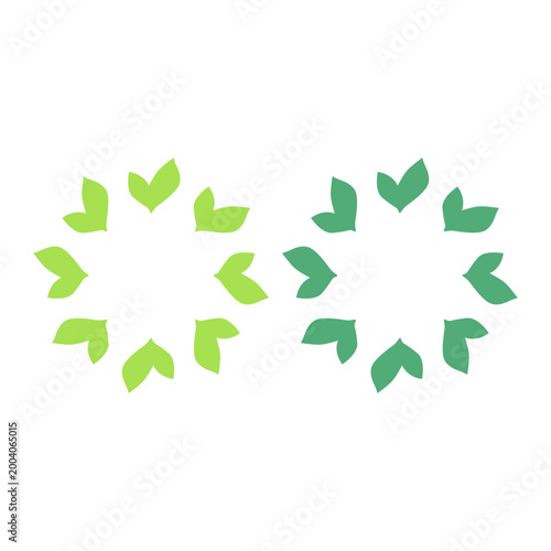 GREEN LEAVES IN CIRCLE SIGN SYMBOL LOGO VECTOR