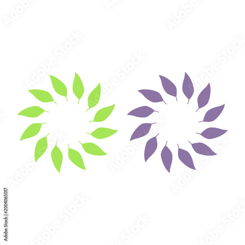GREEN LEAVES IN CIRCLE SIGN SYMBOL LOGO VECTOR