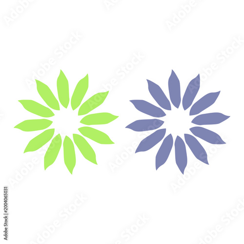 GREEN LEAVES IN CIRCLE SIGN SYMBOL LOGO VECTOR