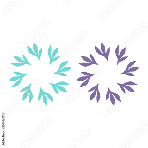 GREEN LEAVES IN CIRCLE SIGN SYMBOL LOGO VECTOR