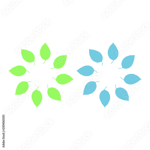 GREEN LEAVES IN CIRCLE SIGN SYMBOL LOGO VECTOR