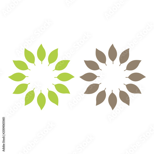 GREEN LEAVES IN CIRCLE SIGN SYMBOL LOGO VECTOR