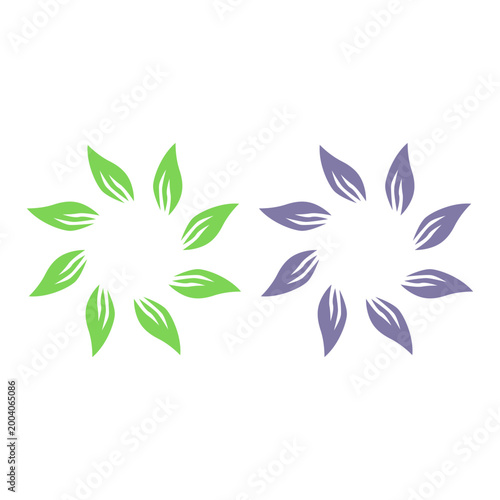 GREEN LEAVES IN CIRCLE SIGN SYMBOL LOGO VECTOR
