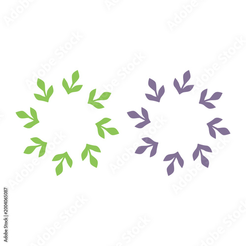 GREEN LEAVES IN CIRCLE SIGN SYMBOL LOGO VECTOR
