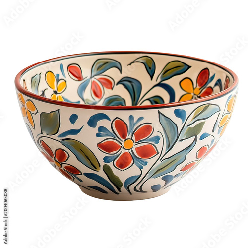 Colorful ceramic bowl with floral design.