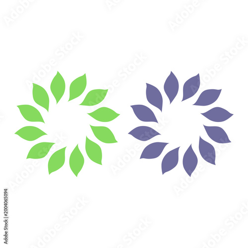 GREEN LEAVES IN CIRCLE SIGN SYMBOL LOGO VECTOR
