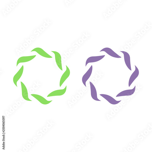 GREEN LEAVES IN CIRCLE SIGN SYMBOL LOGO VECTOR
