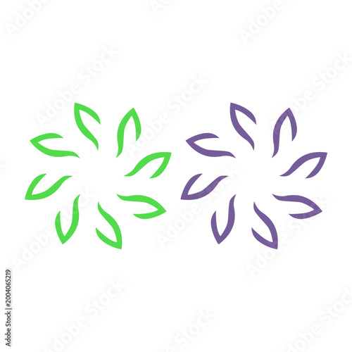 GREEN LEAVES IN CIRCLE SIGN SYMBOL LOGO VECTOR