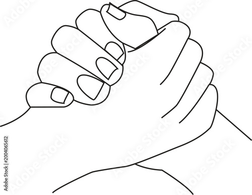 Holding Hands Line Art PNG Transparent Background | Friendship, Support & Unity Outline Illustration