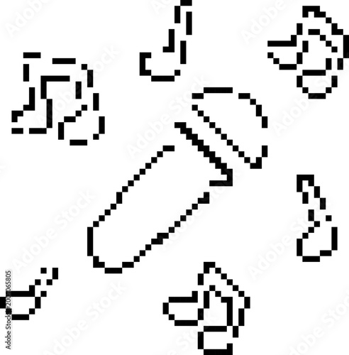 live music microphone notes pixel art icon, retro 8-bit concert singer performance symbol, vector illustration