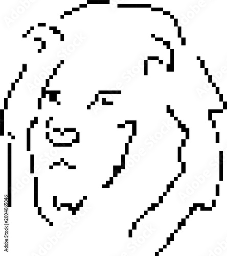 lion face head pixel art icon, retro 8-bit wild cat king jungle mane portrait, animal vector illustration