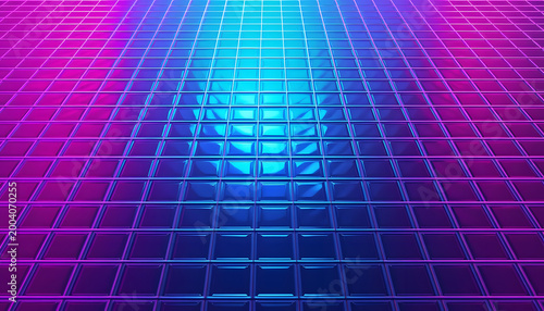 Futuristic Neon Holographic Grid Background for Kids Tech Style