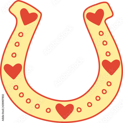 Romantic Hearts Horseshoe Love Symbol Minimal Decorative Illustration