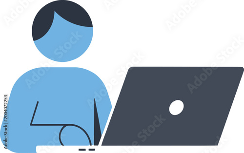 A person sitting at a laptop with a robot on their shoulder thinking about ai
