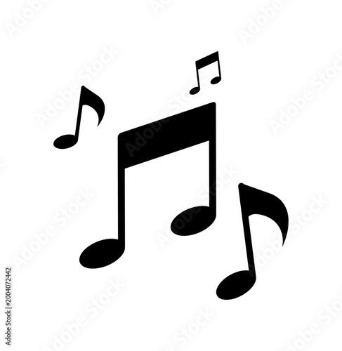 Minimalist black musical note icon isolated on white background. Vector illustration.