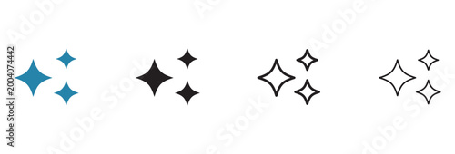 Sparkle Star Icons Set. Sparkles icon with three shining stars. Symbol of glow. shine and glitter. Bright, clean and magic effect concept representing sparkle.