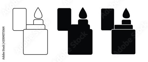 Tableau sur toile Gas Lighter Icon Set – Flame, Spark & Ignition Tool Vector Collection