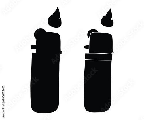 Quadro em tela Gas Lighter Icon Set – Flame, Spark & Ignition Tool Vector Collection