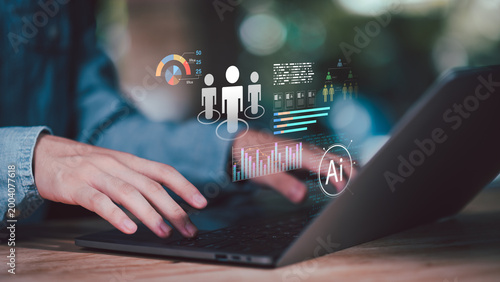 Fotografía Human resources analyst leveraging AI workforce analytics platform for employee