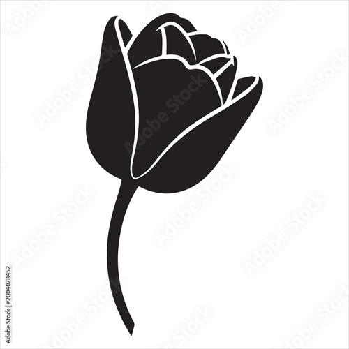 clean floral tulip silhouette vector isolated on white background