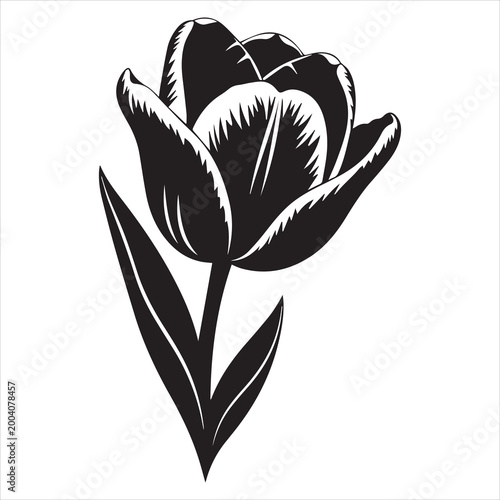 clean floral tulip silhouette vector isolated on white background