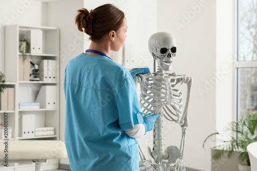 Female doctor examining hum...