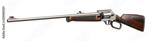 Modern revolver rifle with wooden stock