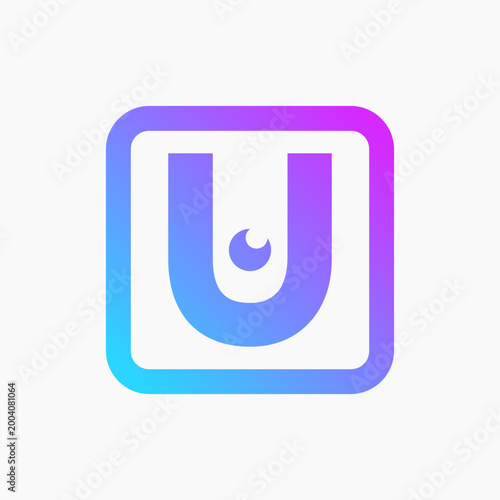 Vibrant gradient forms a stylized letter U. Soft colors blend from purple to blue. Minimalist design fits modern digital themes. Ideal for branding, apps, or creative projects