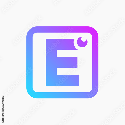 Vibrant gradient frames a bold letter E. Soft rounded edges add modern appeal. Purple to blue hue creates dynamic contrast. Iconic design ideal for digital branding. Perfect for apps, websites