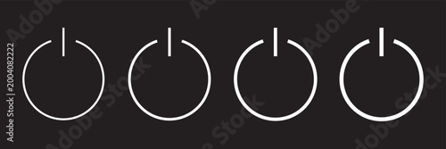 Power button icon set. ON and OFF icon. Energy sing symbol. Line, glyph and flat style. Vector illustration.