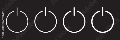 Power button icon set. ON and OFF icon. Energy sing symbol. Line, glyph and flat style. Vector illustration.