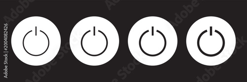 Power button icon set. ON and OFF icon. Energy sing symbol. Line, glyph and flat style. Vector illustration.