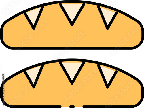 Simple vector illustration of two loaves of bread with score marks, perfect for culinary themes