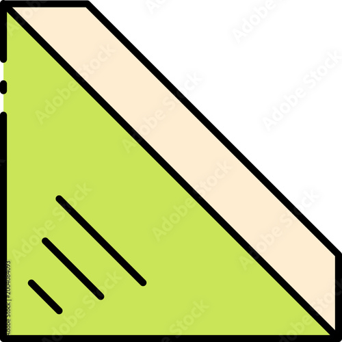 A vibrant triangular slice of food, possibly a sandwich or cake, rendered in a cheerful, flat illustration style with distinct lime green and cream sections