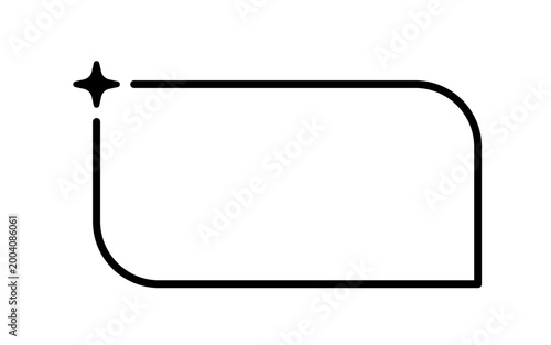 AI rectangle speech bubble. Artificial intelligence chat box with star. Tech text line frame. Neural network black bar. Vector illustration isolated on white background.
