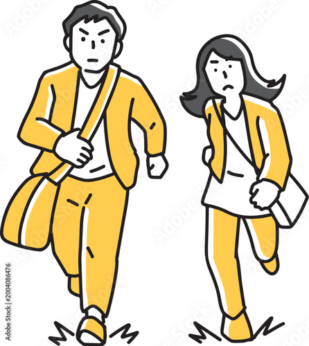 目的を持って走る男女