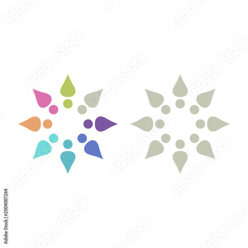 PEOPLE TEAM TEAMWORK IN CIRCLE SIGN SYMBOL LOGO VECTOR