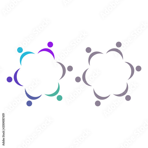 PEOPLE TEAM TEAMWORK IN CIRCLE SIGN SYMBOL LOGO VECTOR