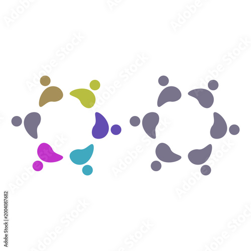 PEOPLE TEAM TEAMWORK IN CIRCLE SIGN SYMBOL LOGO VECTOR