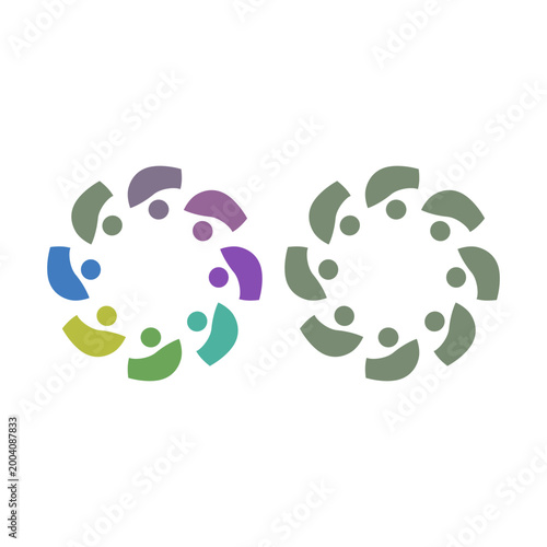 PEOPLE TEAM TEAMWORK IN CIRCLE SIGN SYMBOL LOGO VECTOR