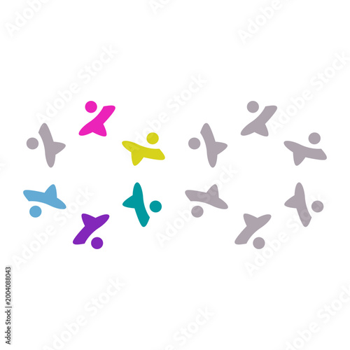 PEOPLE TEAM TEAMWORK IN CIRCLE SIGN SYMBOL LOGO VECTOR