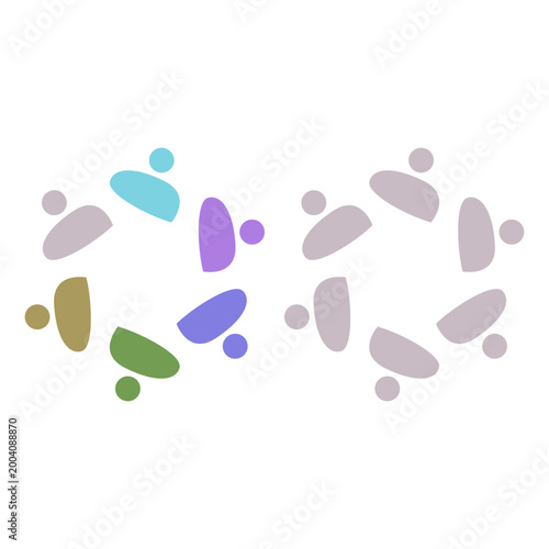 PEOPLE TEAM TEAMWORK IN CIRCLE SIGN SYMBOL LOGO VECTOR
