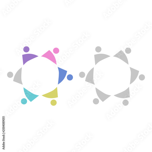 PEOPLE TEAM TEAMWORK IN CIRCLE SIGN SYMBOL LOGO VECTOR