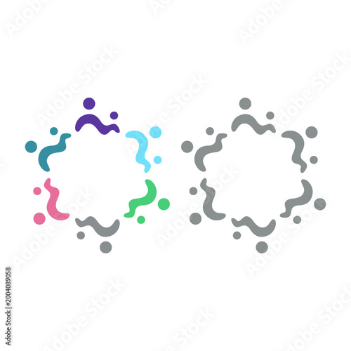 PEOPLE TEAM TEAMWORK IN CIRCLE SIGN SYMBOL LOGO VECTOR