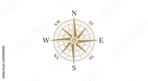 Simple vintage compass rose with cardinal directions