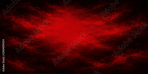 A crimson expanse of abstract and evocative, blood-red textured, dark clouds background, create a sense of unease.