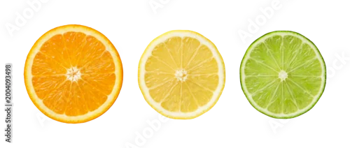 Panel kuchenny z motywem Orange Lemon and Lime Slices Set Isolated on Transparent Background