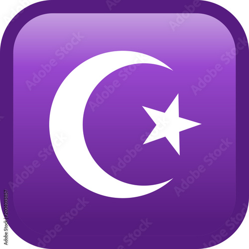 Star and crescent symbol, vector icon, emoji illustration, isolated on transparent background. 