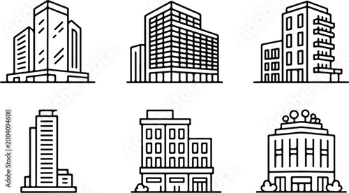 Urban Buildings Silhouette Icon Collection Set